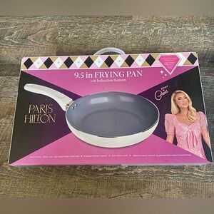 Paris Hilton Nonstick Fry Pan Clean Ceramic Nonstick Coating 9.5" Cream Color
